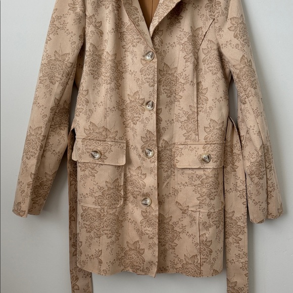 Soltaire Faux Suede Floral Boho Trench Style Coat Size: S - Picture 6 of 8